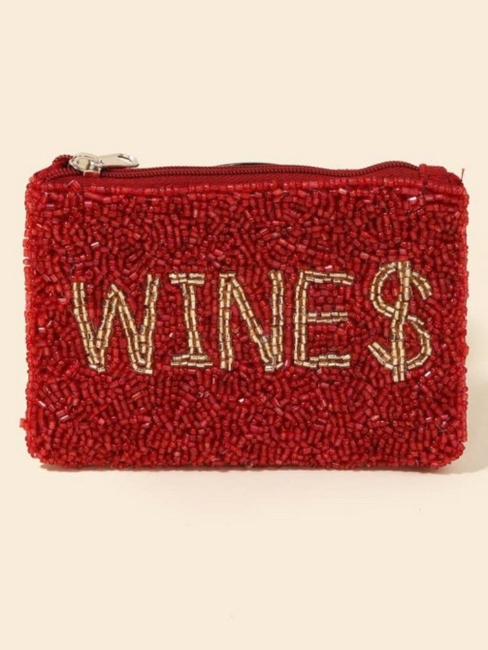Wine$ (money) Seed Beaded Coin Purse - Picture 2 of 4